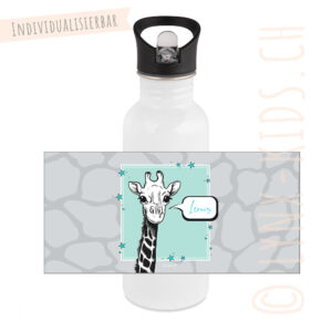 Trinkflasche Edelstahl Strohhalm – Giraffe